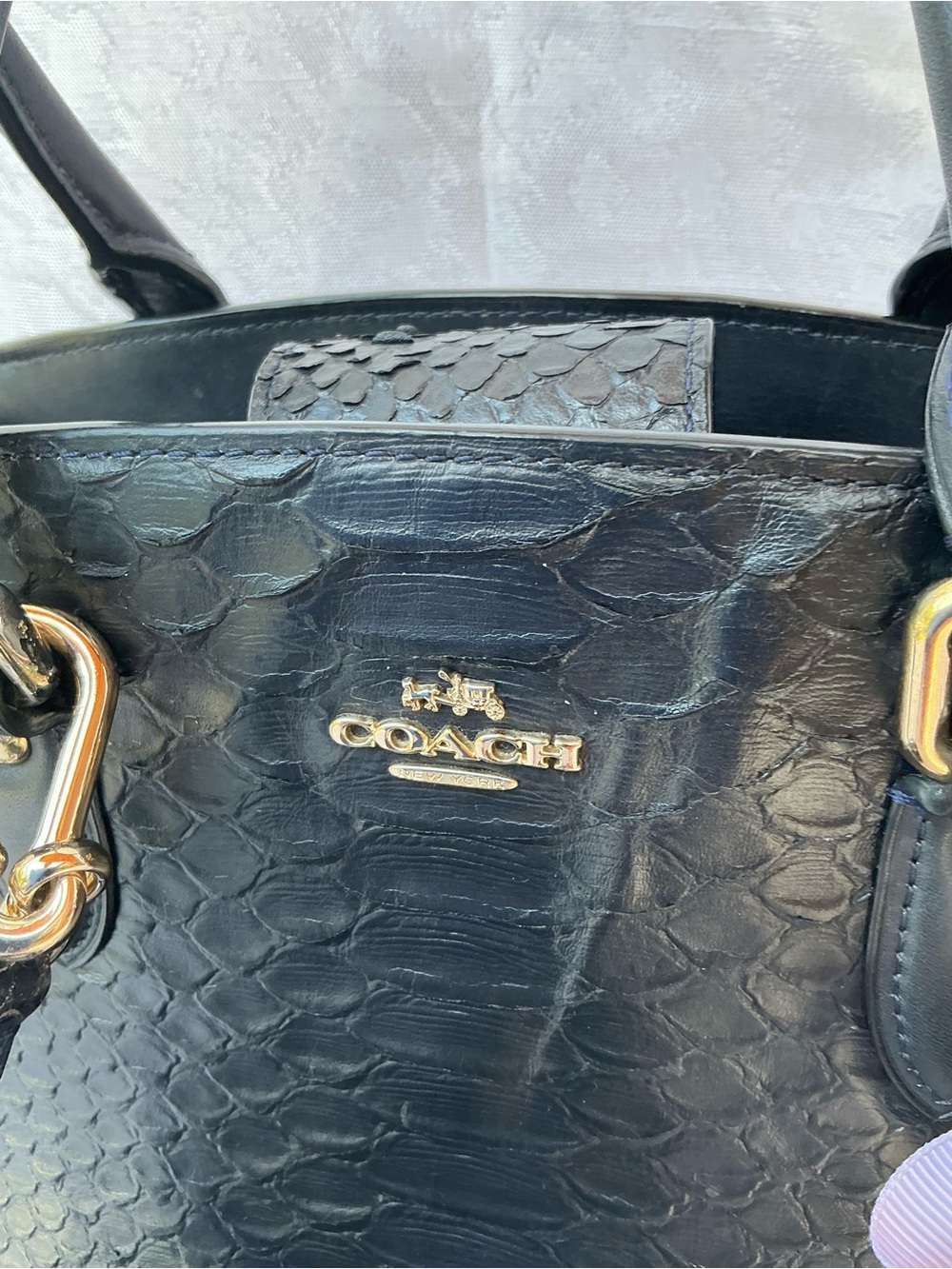 Coach Embossed Leather Satchel - Picture 3 of 6